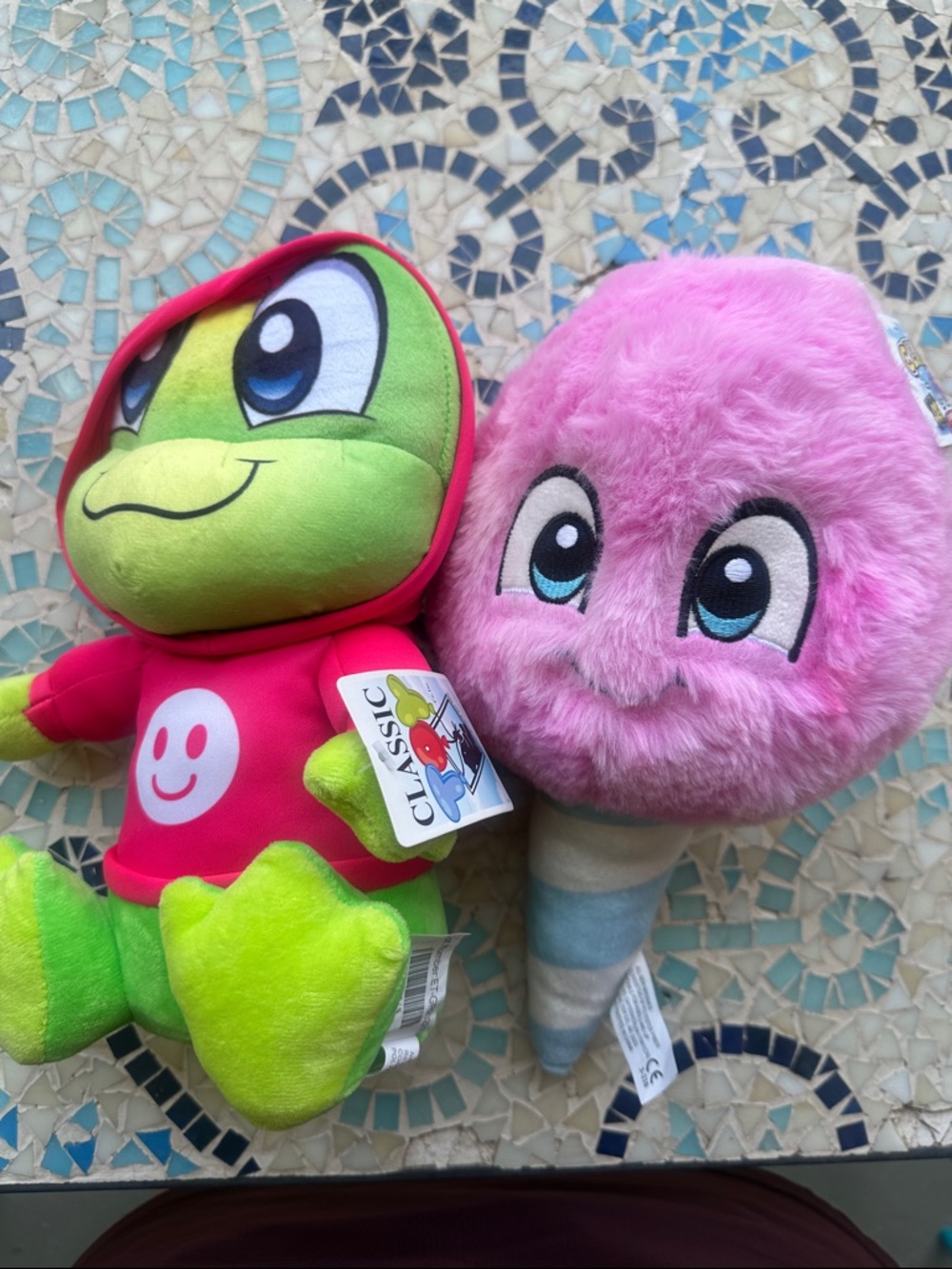 Classic Green Frog in Red Hoodie & Pink Ice Cream Plush Duo